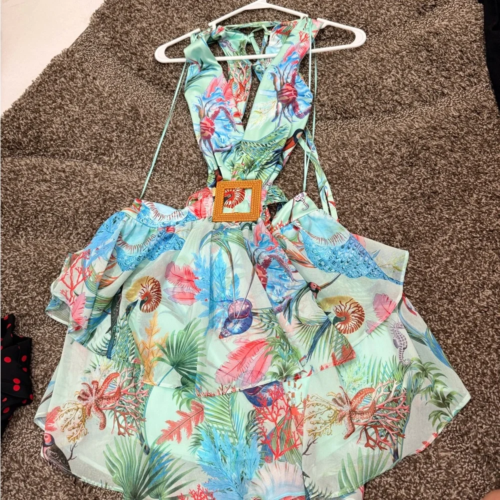 Luxxel Vibrant Backless Dress in Blue and Green new - Picture 6 of 6